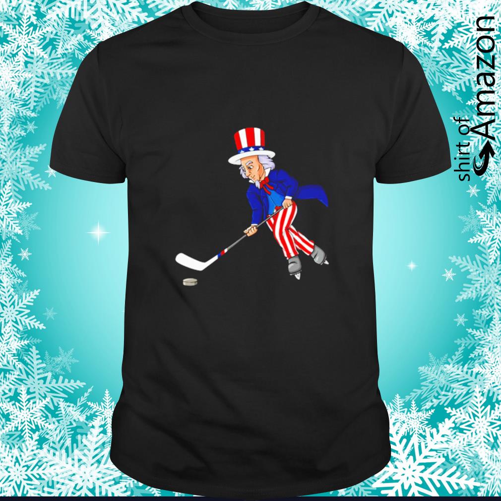 Uncle Sam playing hockey shirt