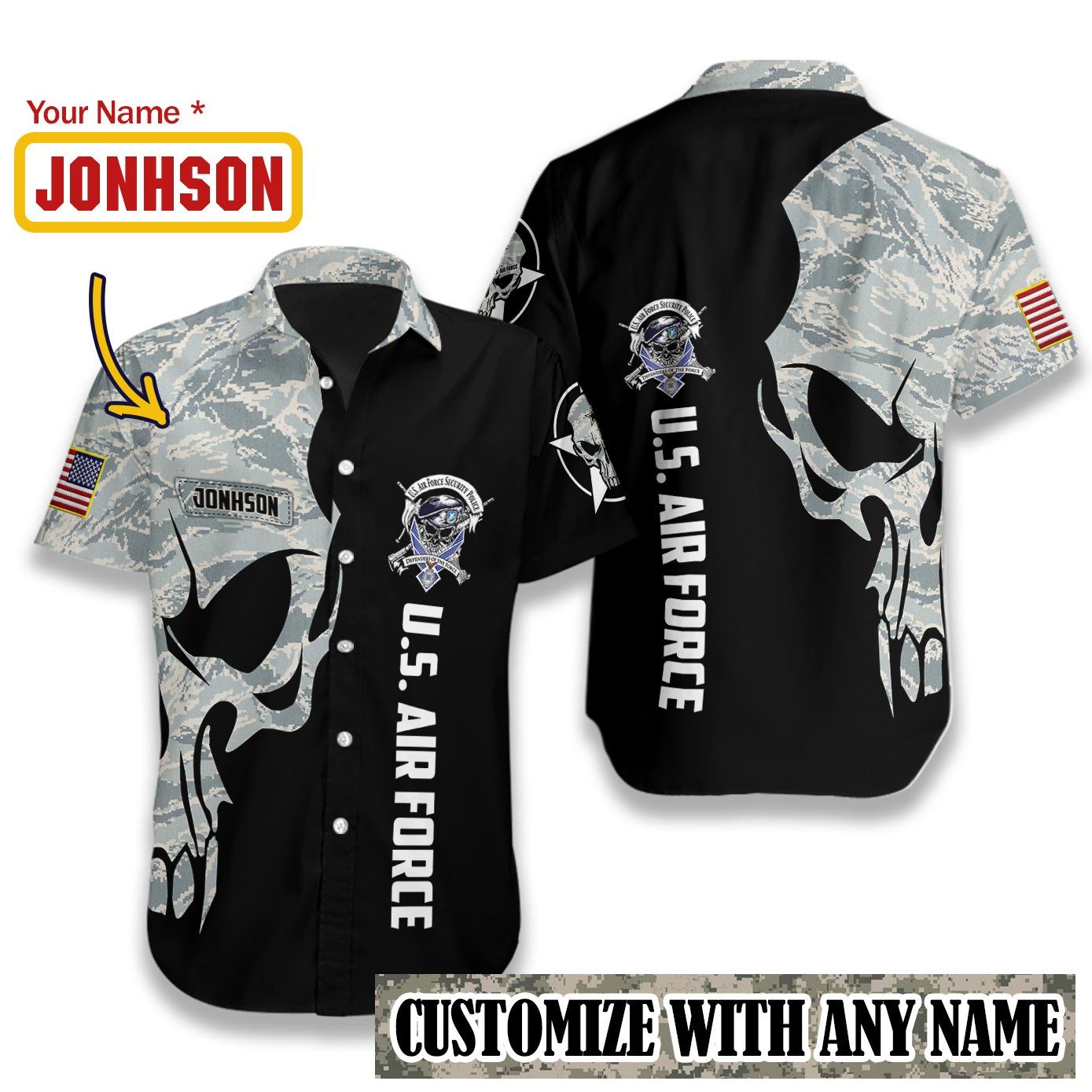 Us Air Force Digital Camo Skull Ez05 3008 Custom Hawaiian Shirt Big And Tall Hawaiian Shirts