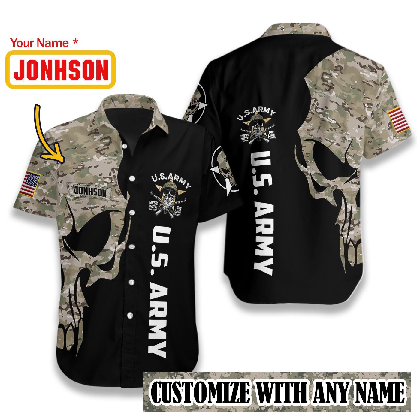 Us Army Digital Camo Skull Ez05 3008 Custom Hawaiian Shirt Big And Tall Hawaiian Shirts
