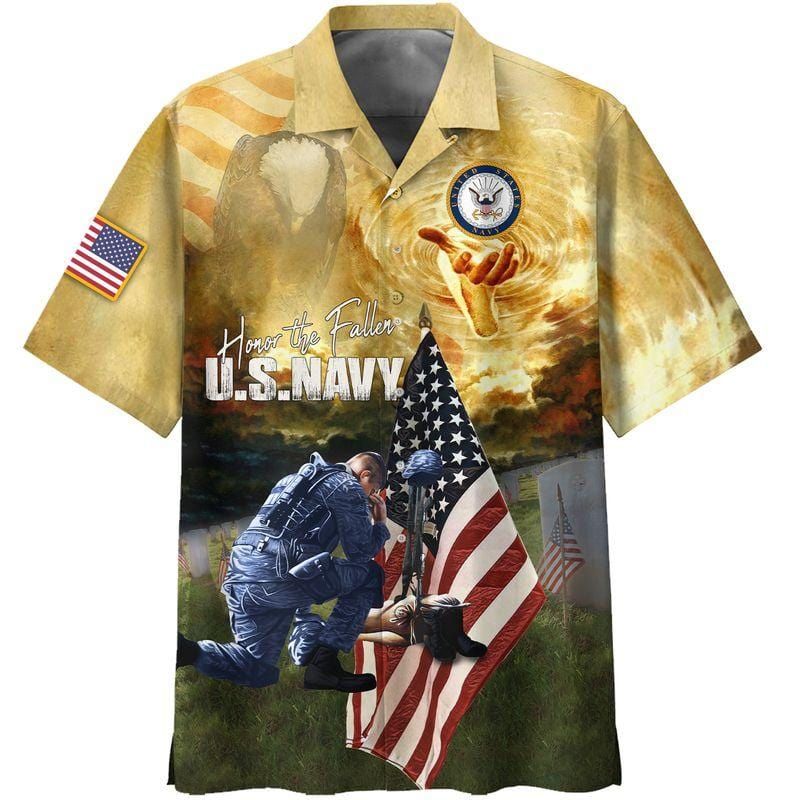 US navy veteran Honor The Fallen Aloha Hawaiian Shirts #V