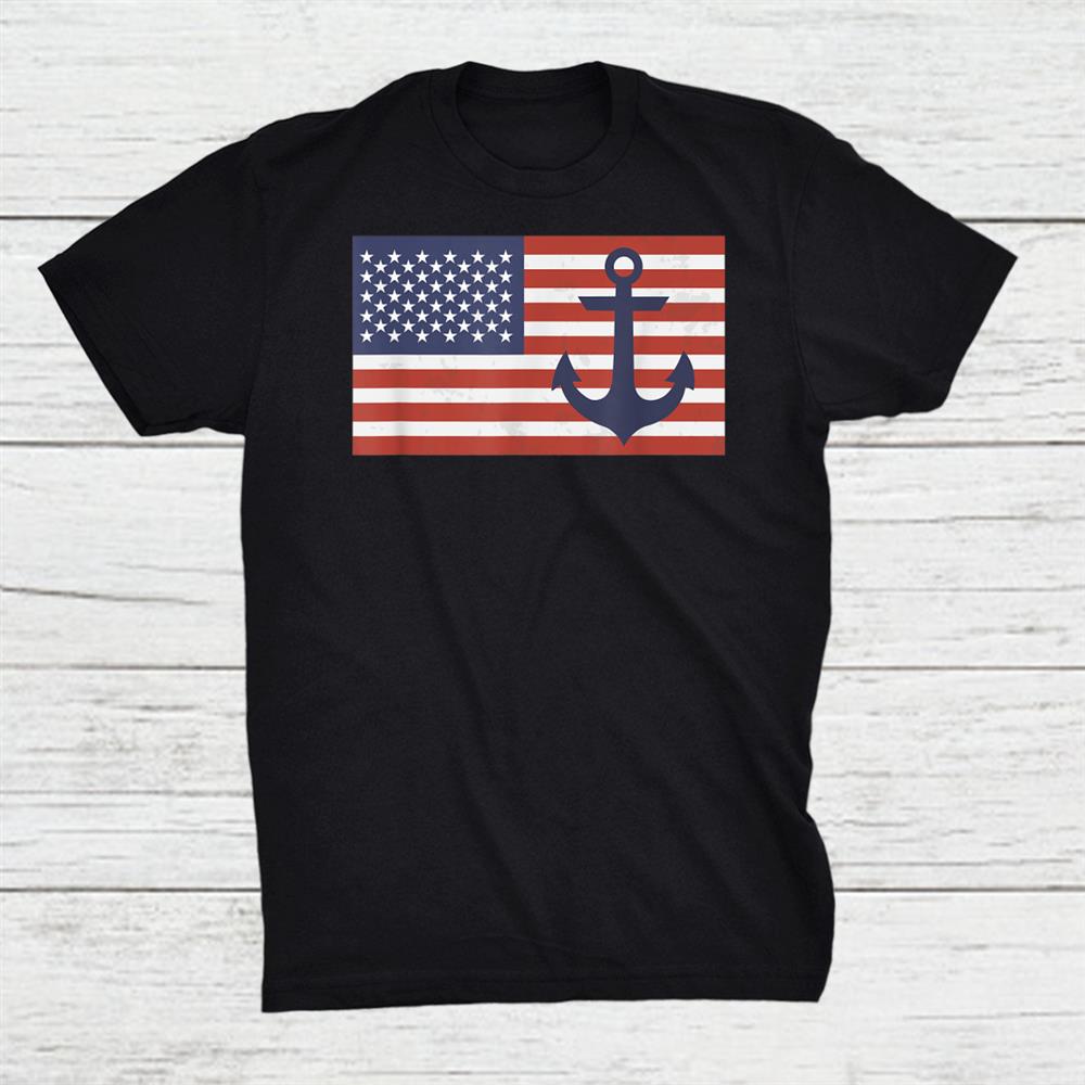 Usa American Flag Nautical Blue Anchor Patriotic Shirt