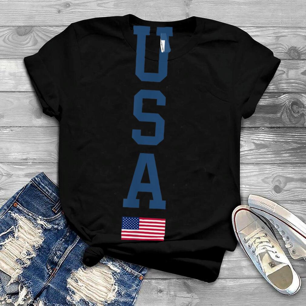 USA American Flag Shirt Vertical Text Patriotic 4th of July T Shirt