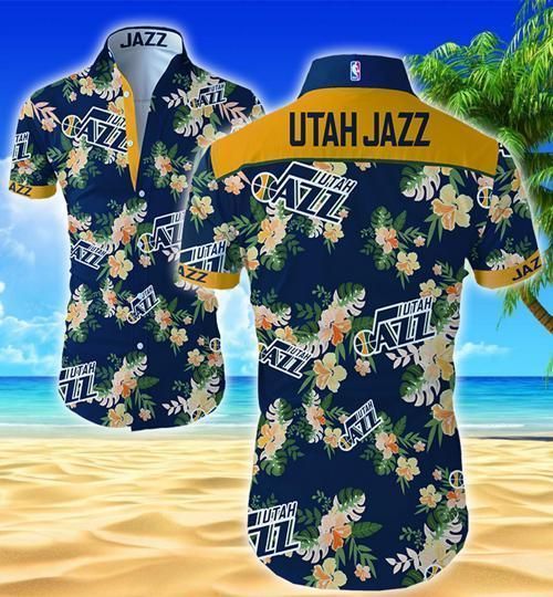 Utah Jazz Hawaii Fit Body Shirt Summer Button Up Shirt For Men Beach Wear Short Sleeve Hawaii Shirt