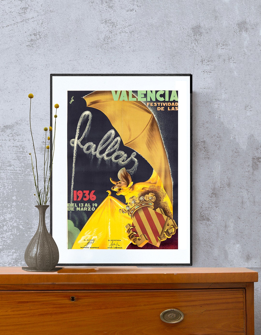 Valencia Festividad de Las Fallas Vintage Travel Poster - Poster Print or Canvas Print  Gift Idea  Wall Decor