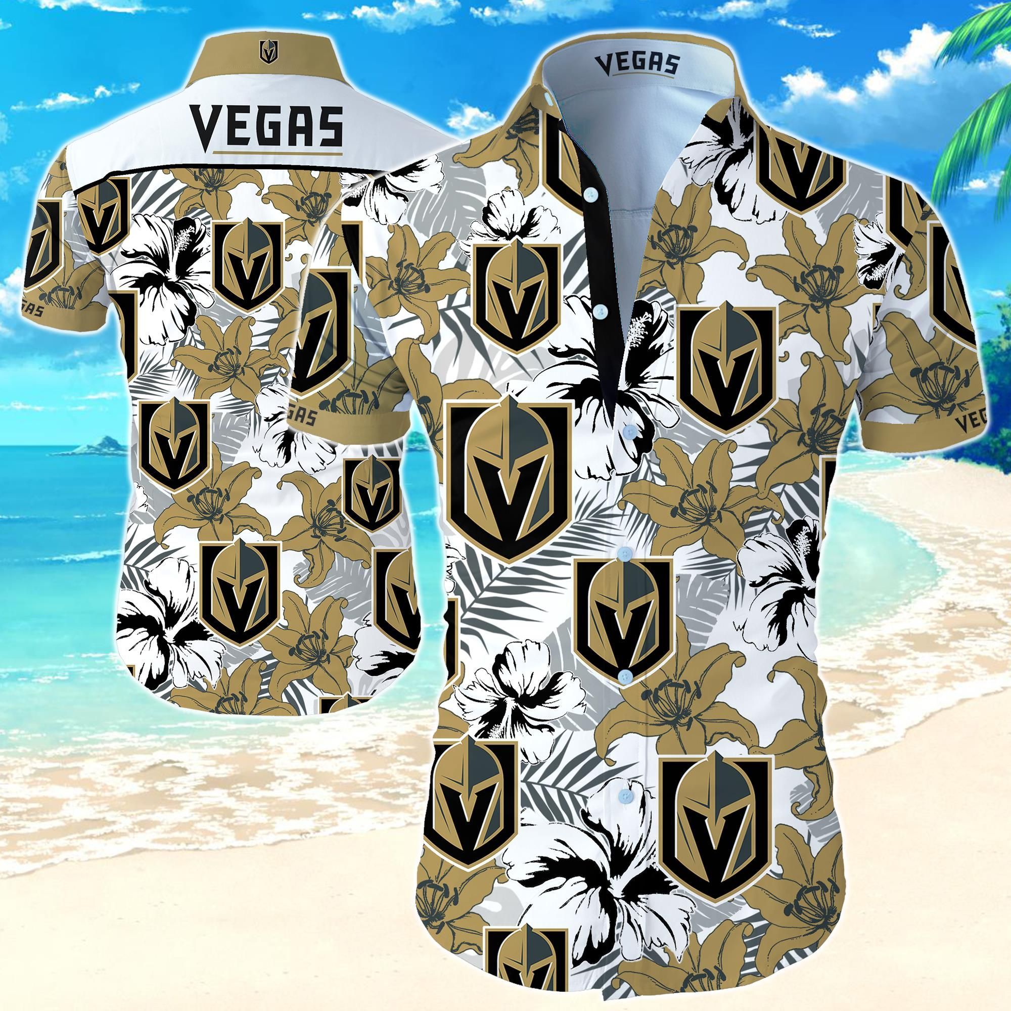 Vegas Golden Knights Hawaiian Shirt Summer Button Up Shirt For Men Beach Wear Short Sleeve Hawaii Shirt