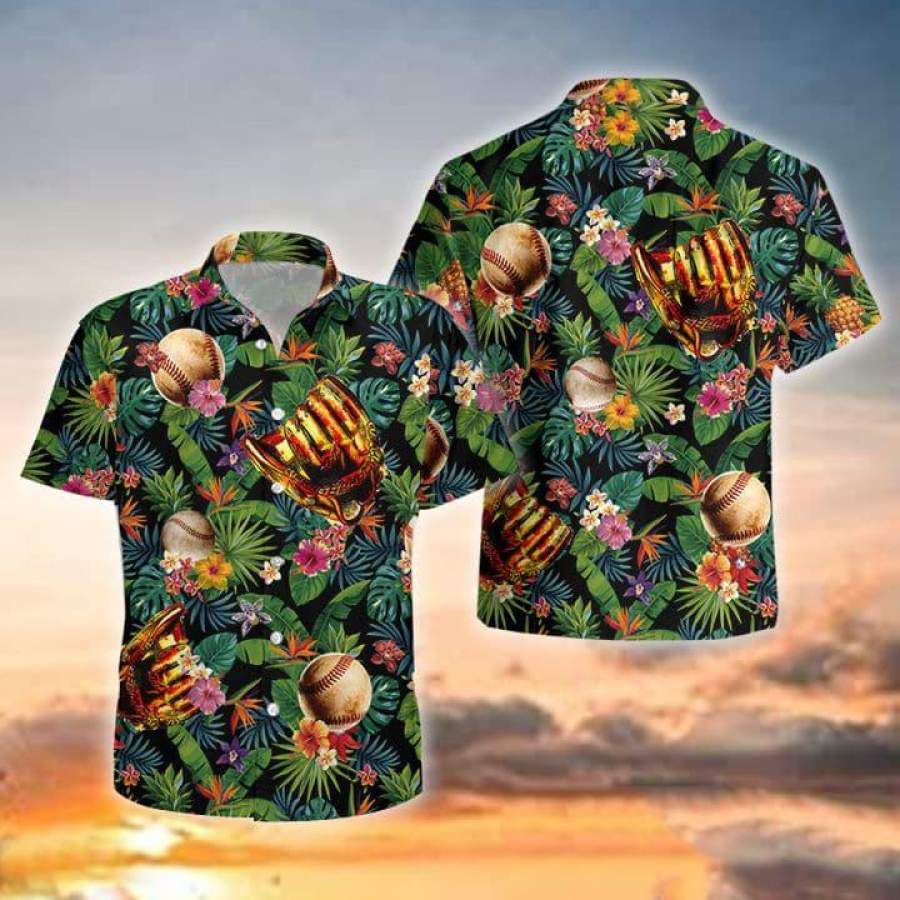 Vintage Baseball Art Aloha Hawaiian Shirts