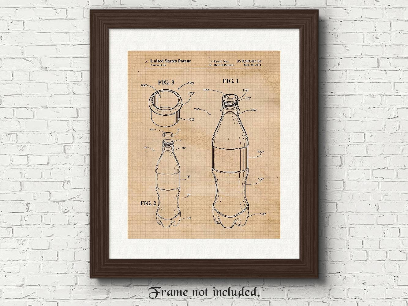 Vintage Coke Coca Cola Bottle Patent Poster Prints, 1 Unframed Photos, Wall Art Decor for Home Office Man Cave, Student, Teacher, Soda Fan