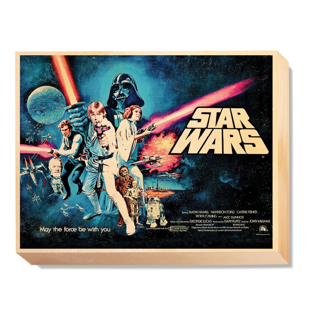 Vintage Movie Poster Art Star Wars Art print  wooden canvas art  wood wall art by Grumpy Bulldog Design Works