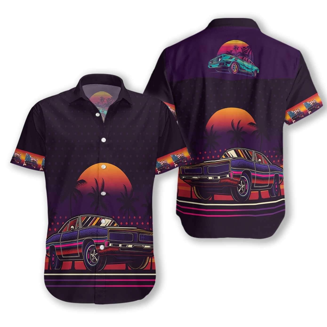 Vintage Neon Muscle Car Ez26 3010 Hawaiian Shirt