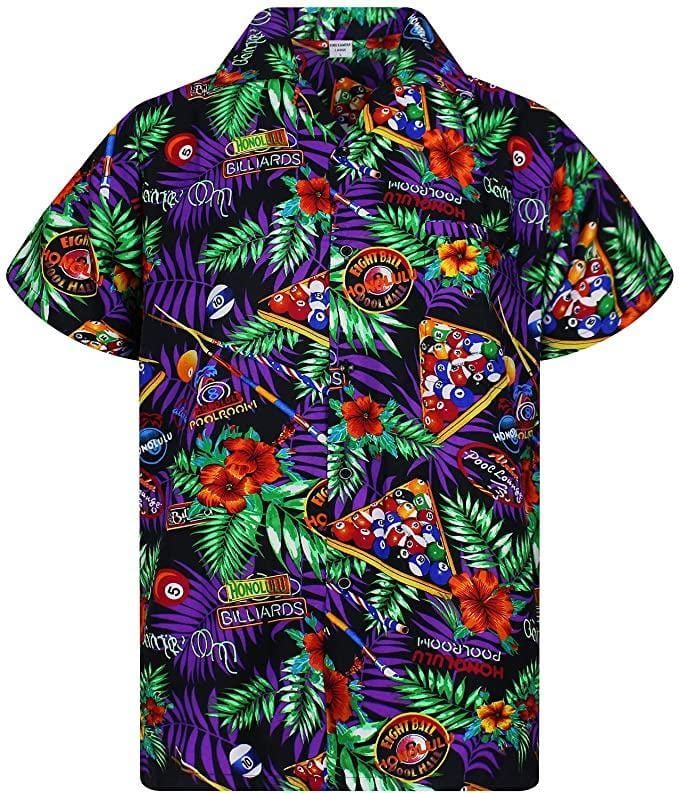 Vintage Retro Billiards Colorful Tropical Unisex Hawaiian Aloha Shirts #DH
