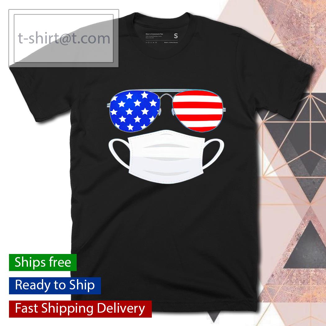 Virus Face Mask With Stars and Stripes Aviator Sunglasses shirt