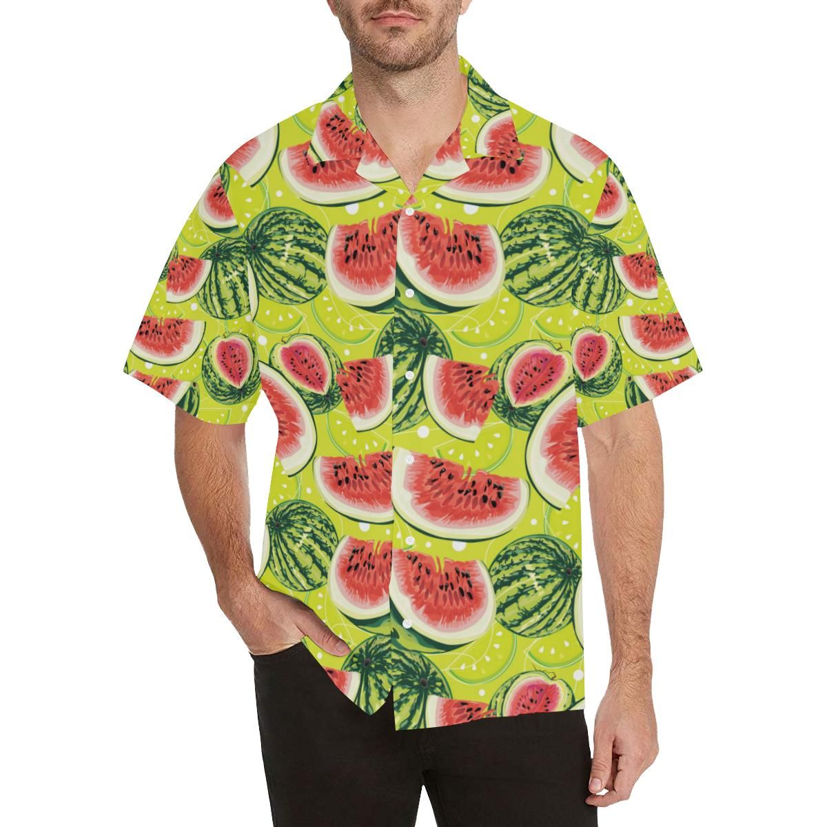 Watermelon Theme Pattern Men’s All Over Print Hawaiian Shirt