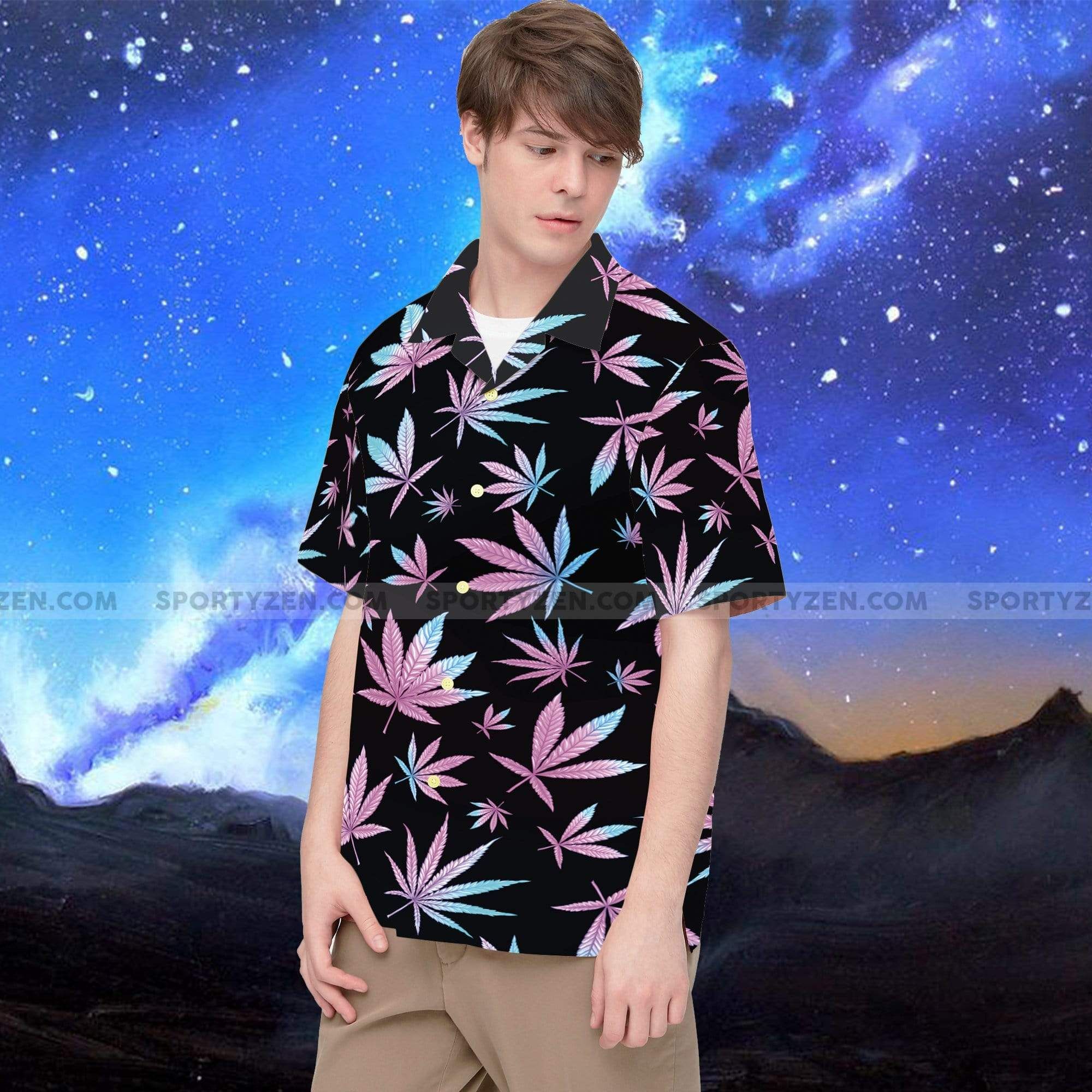 Weed Hologram Tropical Hawaiian Aloha Shirts #178v