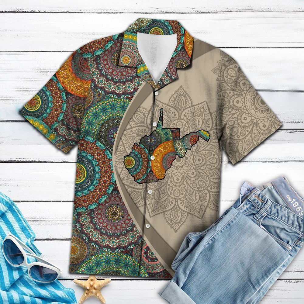 West Virginia Mandala Khaki High Quality Unisex Hawaiian Shirt For Men And Women CTC25033943