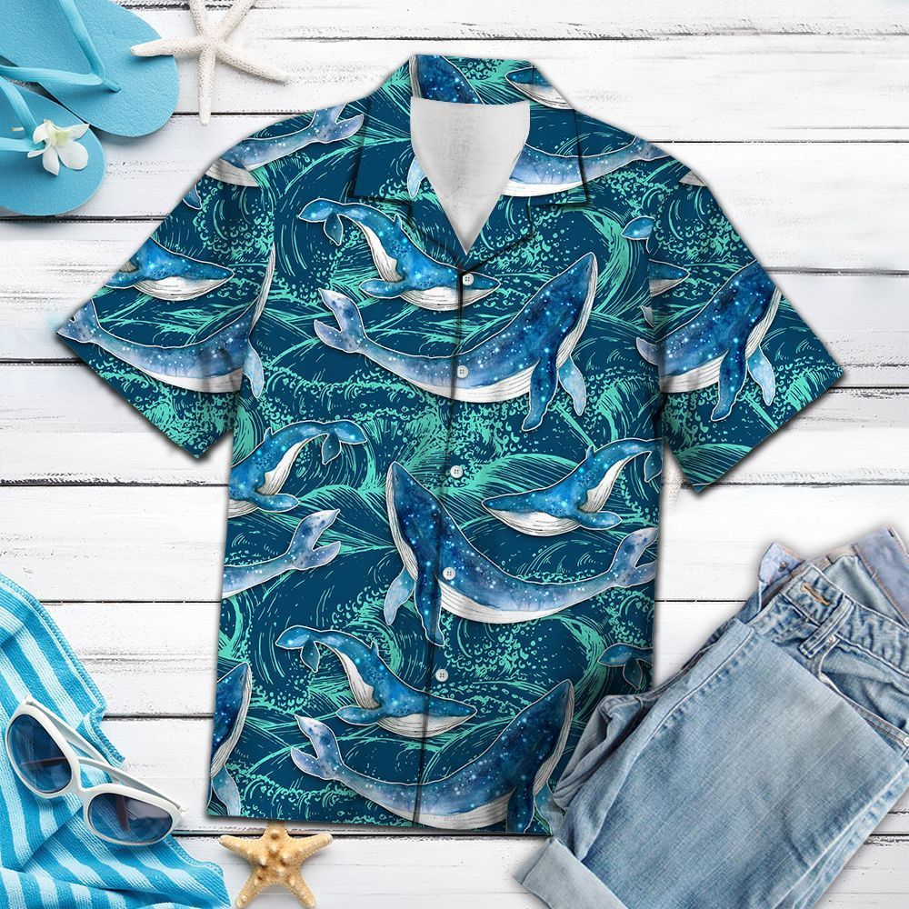 Whale Waves Navy Good Unisex Hawaiian Shirt For Men And Women CTC25034627