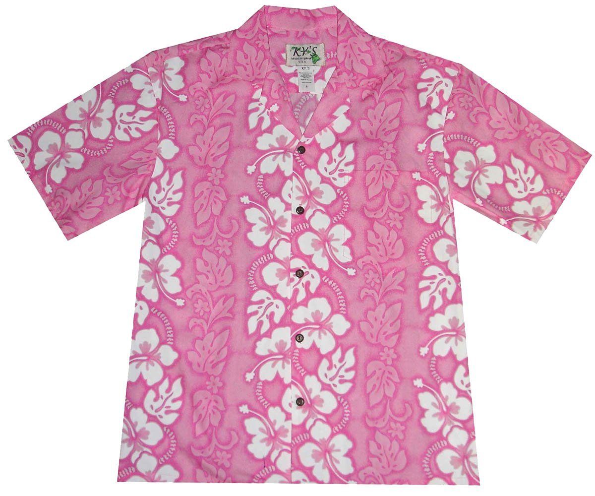 White Hibiscus Panel Pink Hawaiian Shirt