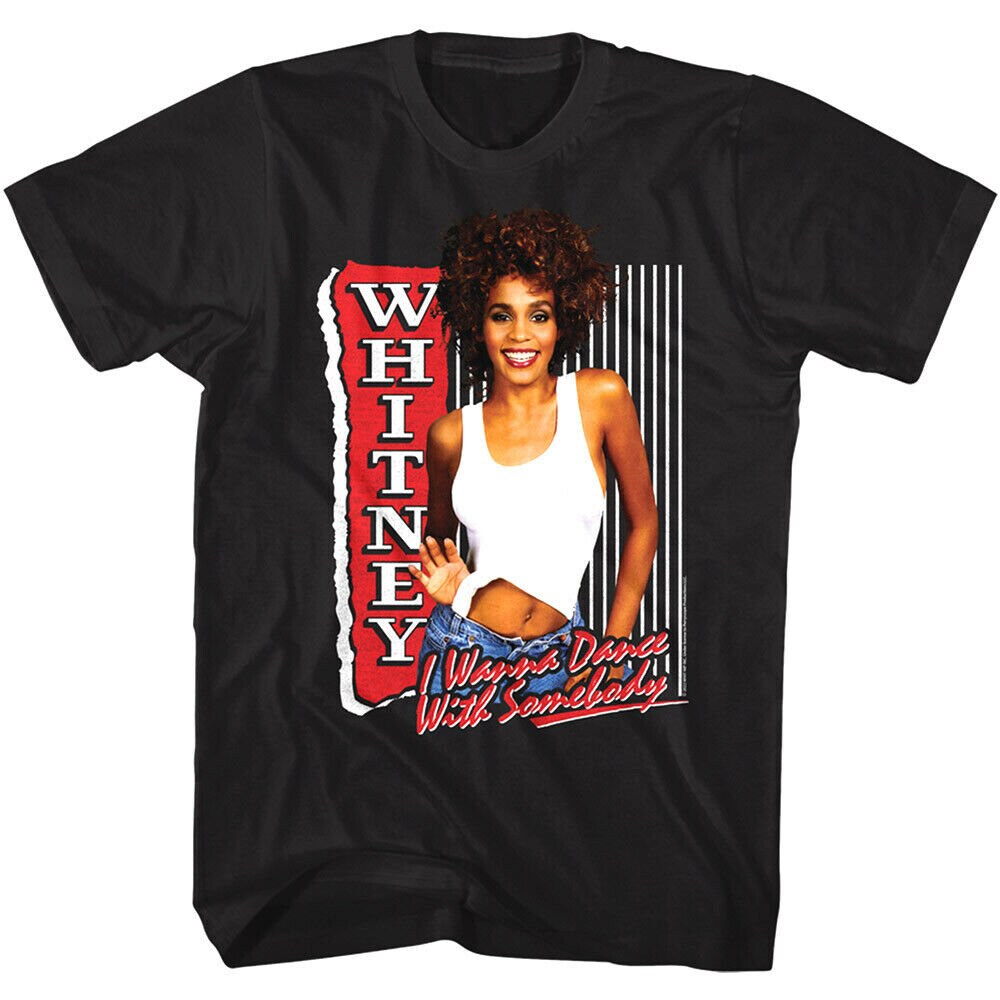 Whitney Houston Shirt  I Wanna Dance With Somebody Poster Men's Graphic Tee  Pop Music Concert Merch  Vintage Style T-Shirt