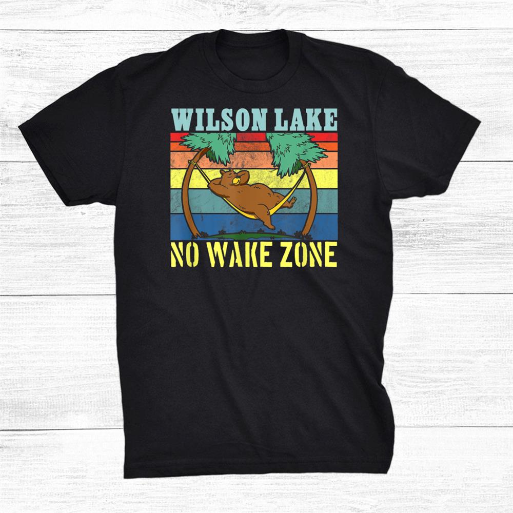 Wilson Lake No Wake Zone Sleepy Hammock Bear Camper Relaxing Shirt