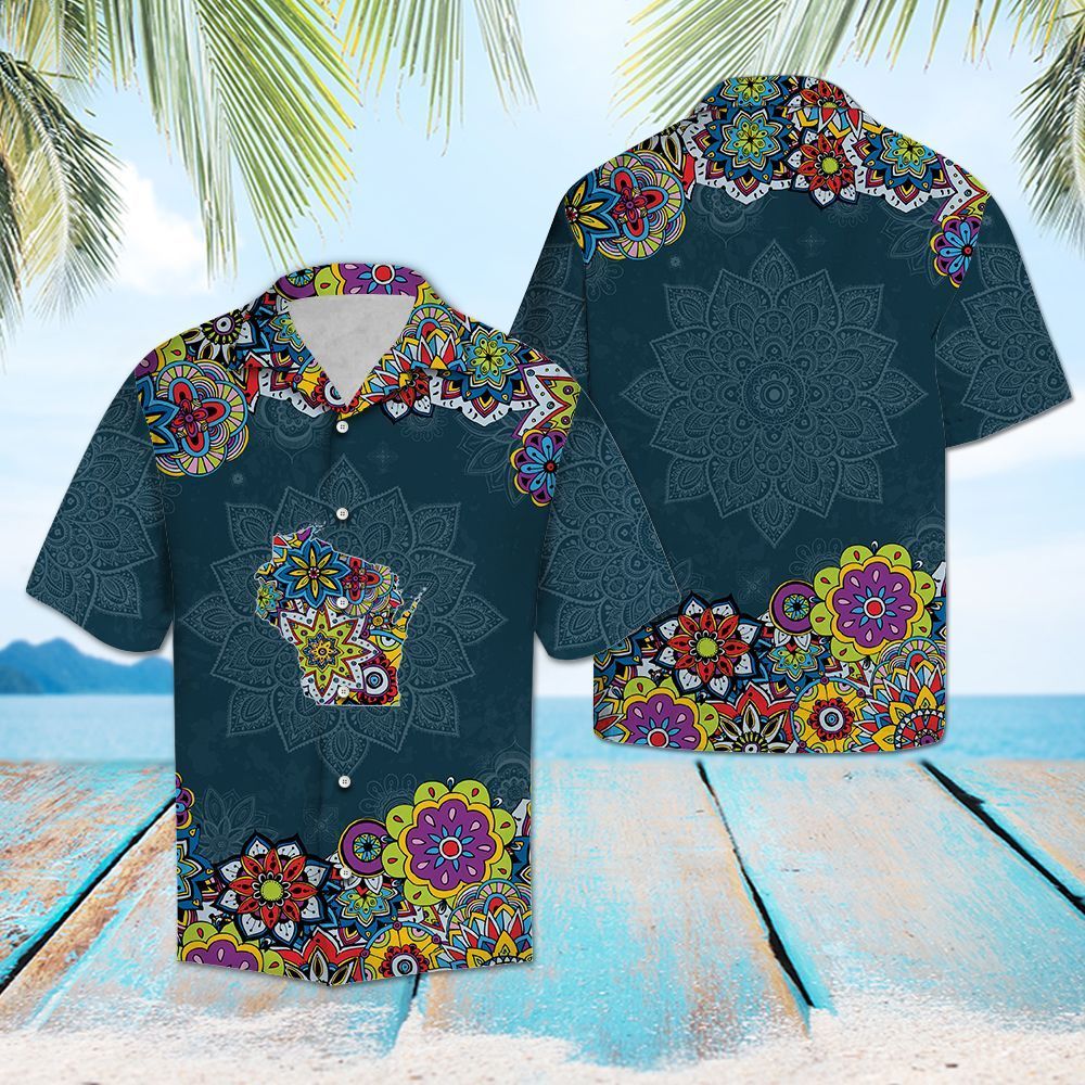 Wisconsin Mandala Unique Colorful Hawaiian Shirt   13055099