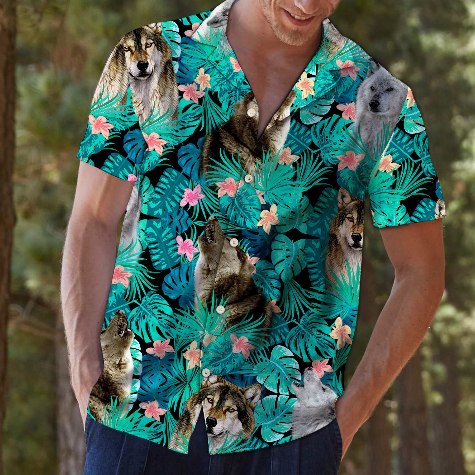 Wolf Tropical Colorful Unique Hawaiian Shirt   1805400