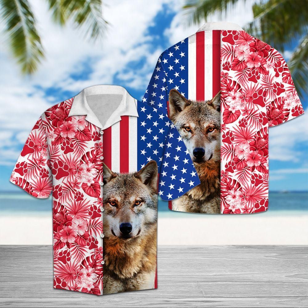 Wolf Usa Red And Navy Awesome Design Unisex Hawaiian Shirt For Men And Women CTC25036787