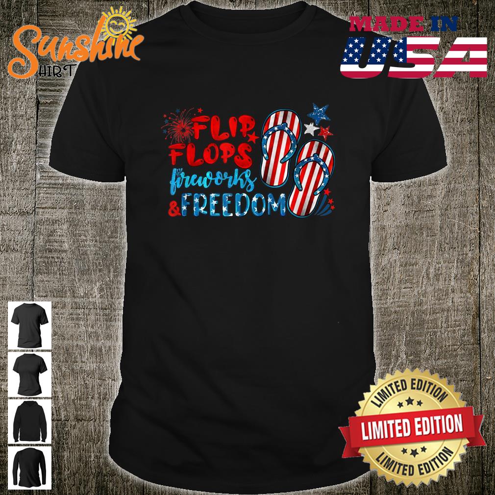 Womens Flip Flops Fireworks And Freedom 4th Of July Shirt