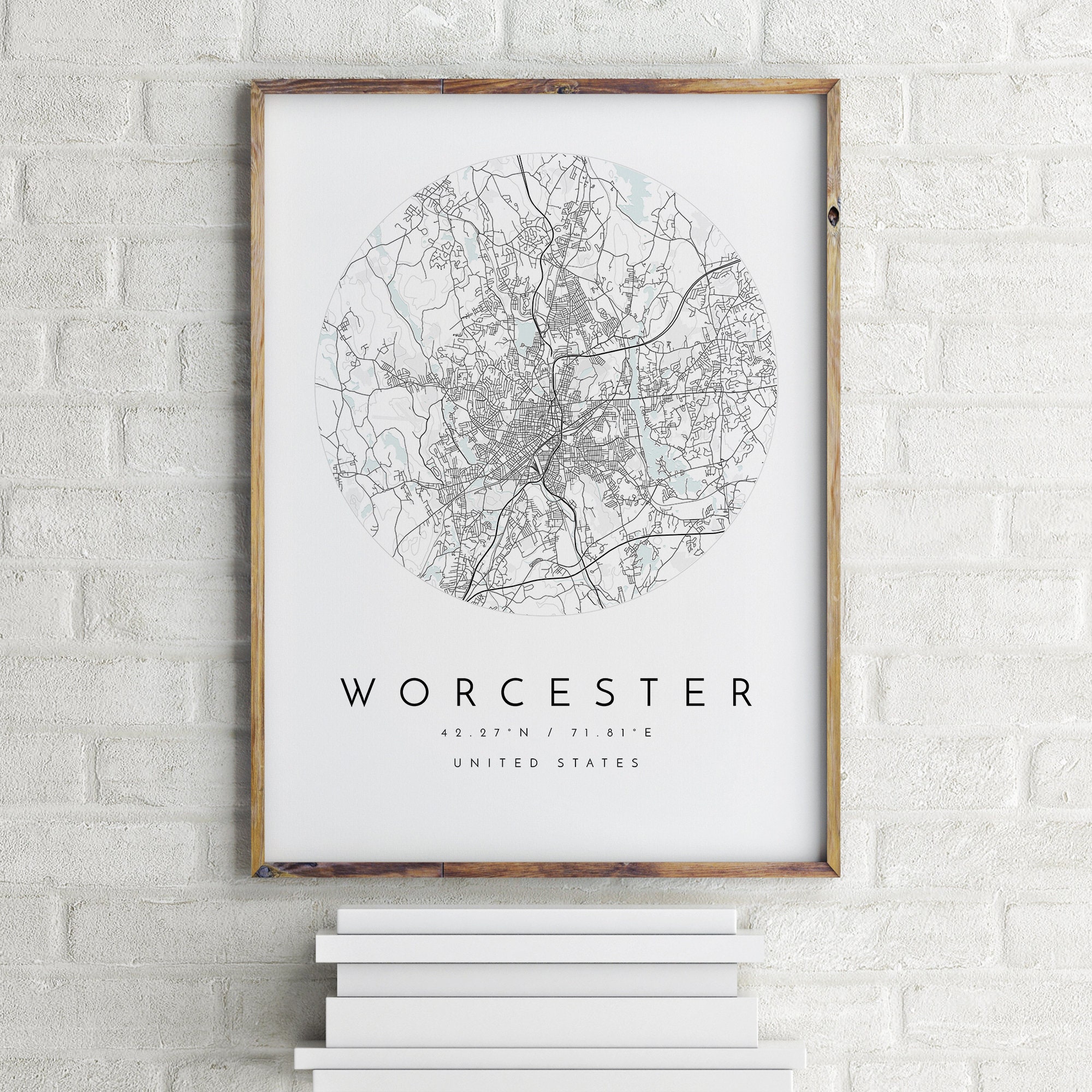 Worcester Map, Worcester, Massachusetts, City Map, Home Town Map, Worcester Print, Gift Map, Map Poster, Minimalist Map Art, mapologist