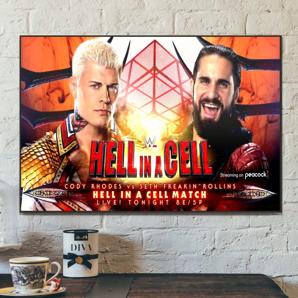 WWE Hell In A Cell Cody Rhodes vs Seth FREAKIN Rollins Home Decor Poster Canvas
