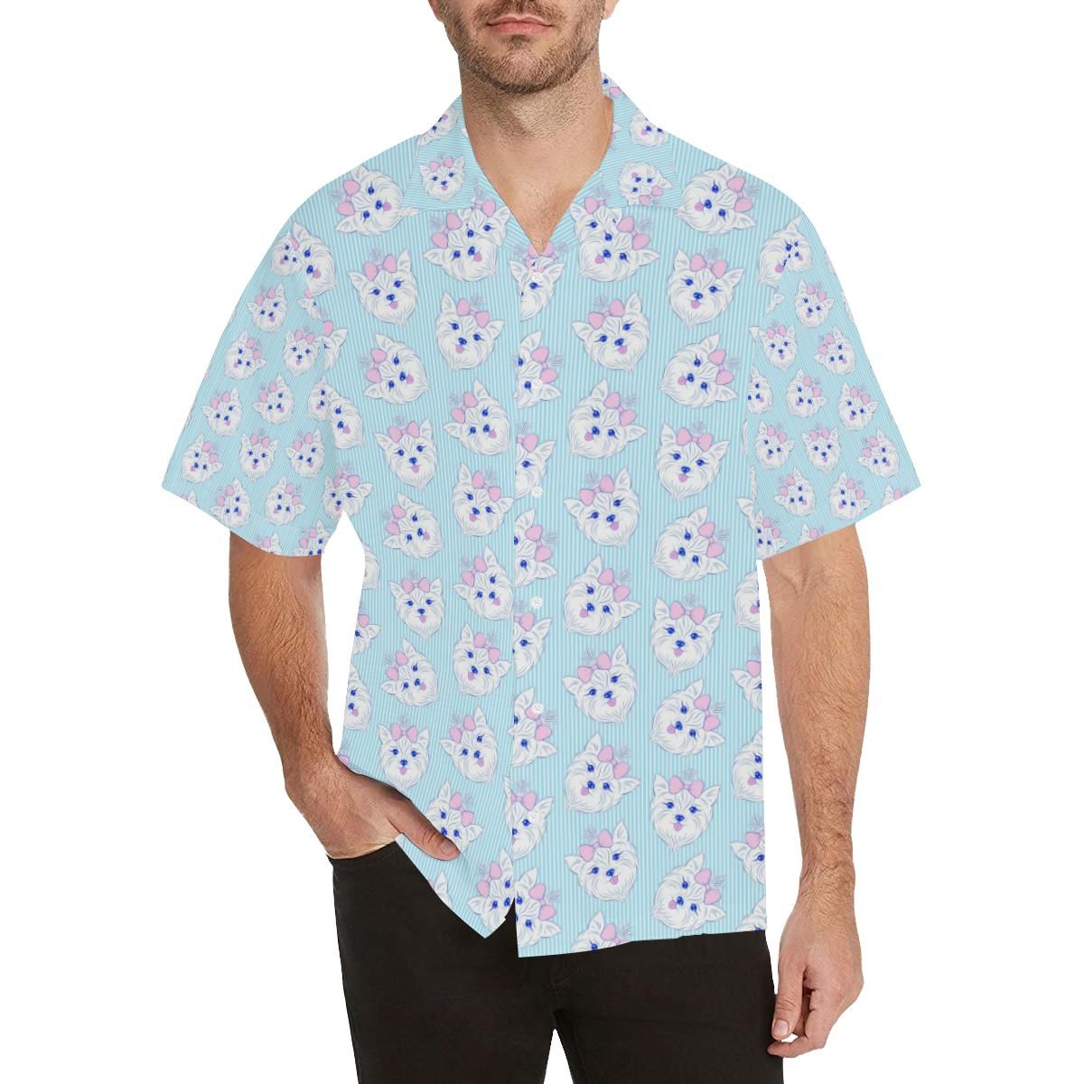 Yorkshire Terrier Pattern Print Design 01 Men’s All Over Print Hawaiian Shirt (model T58)