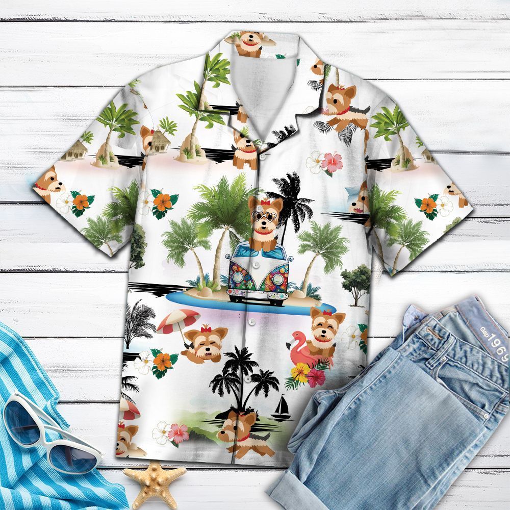 Yorkshire Terrier Vacation Multicolor Cute Unisex Hawaiian Shirt For Men And Women   24051950