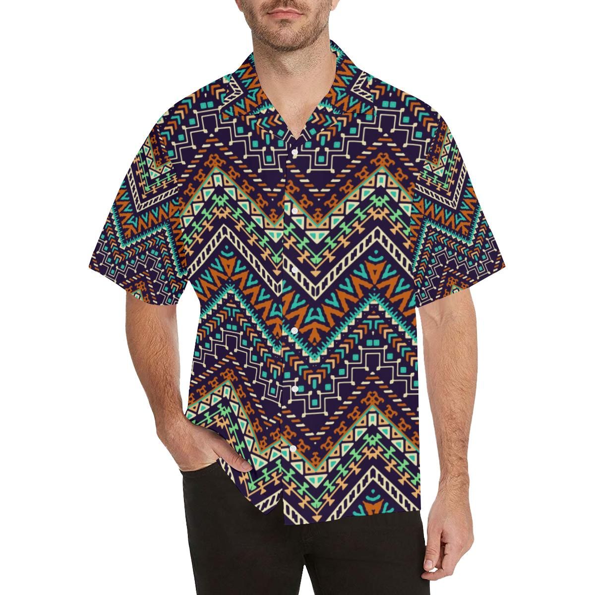 Zigzag African Afro Dashiki Adinkra Kente Men’s All Over Print Hawaiian Shirt