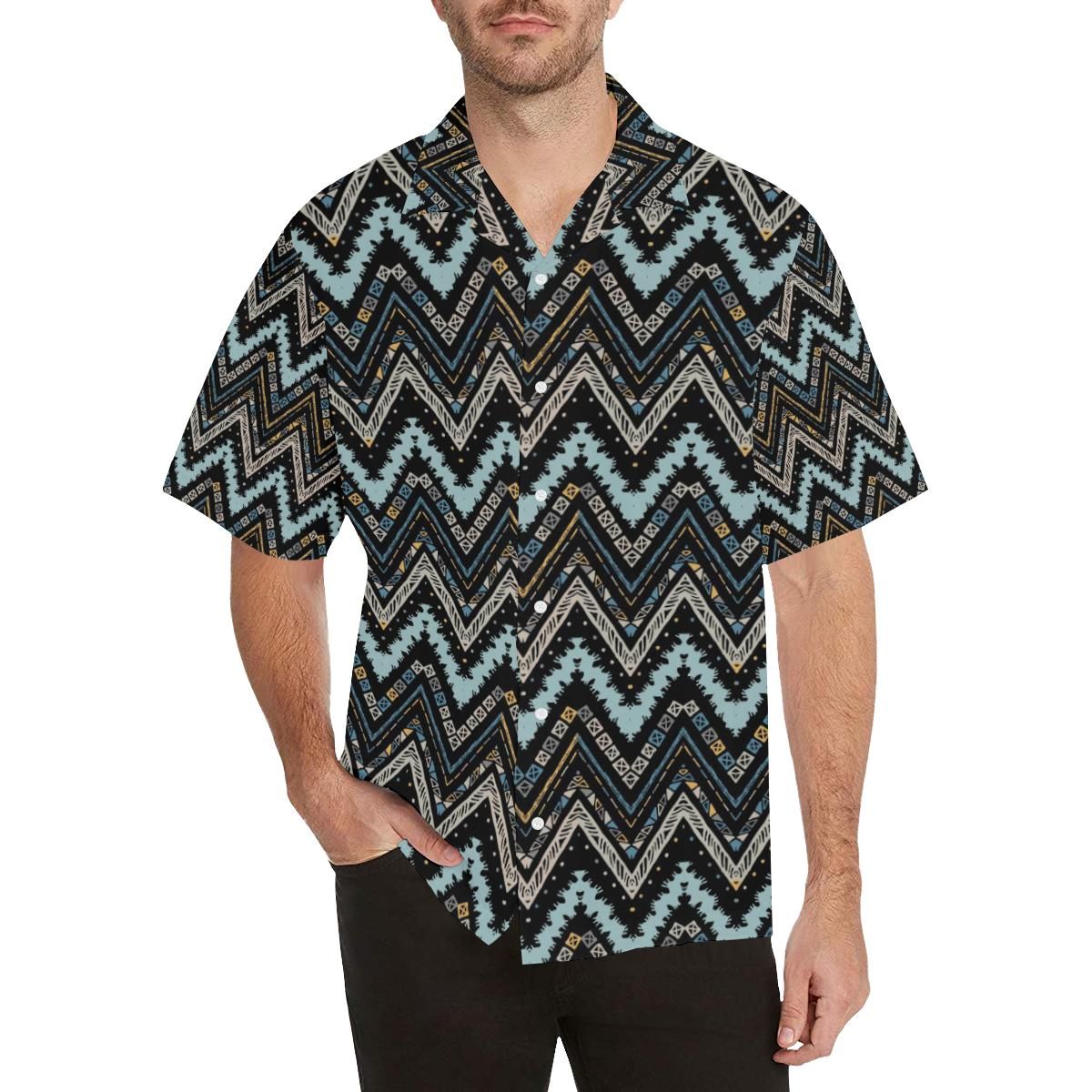 Zigzag Chevron African Afro Dashiki Adinkra Kente Men’s All Over Print Hawaiian Shirt