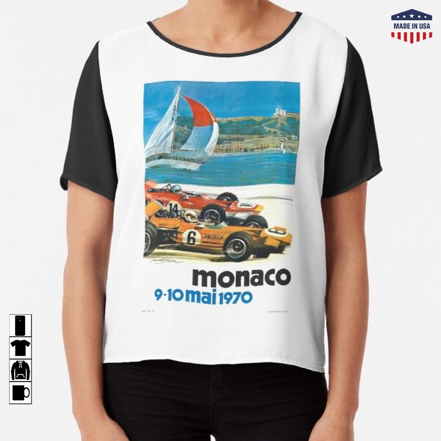 1970 Monaco Grand Prix Racing Poster Chiffon Top