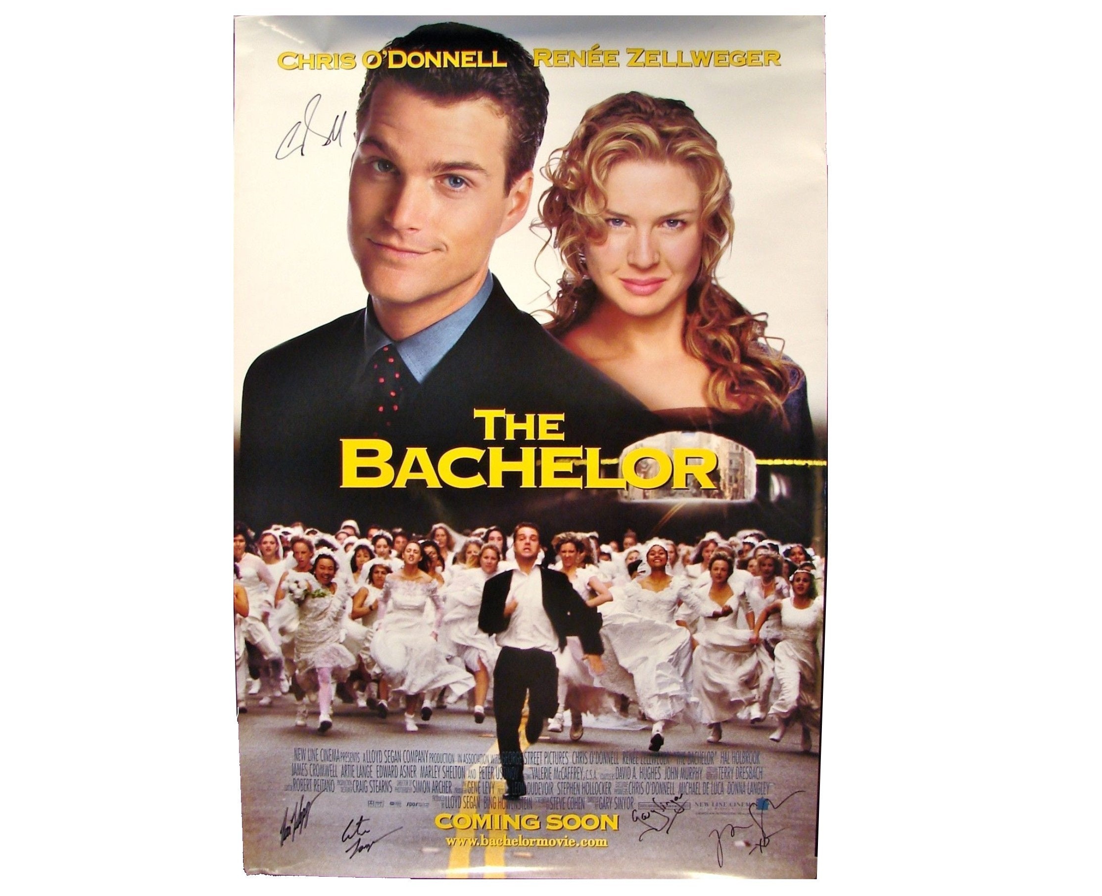 1999 THE BACHELOR Movie Poster 27x40 SIGNED Chris O'Donnell, Artie Lange, Director Gary Sinyor, + 2 others Original
