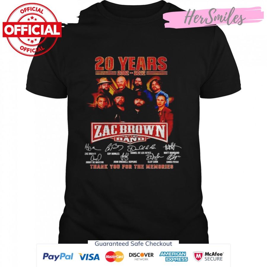20 years of Zac Brown band 2002 2022 signatures shirt