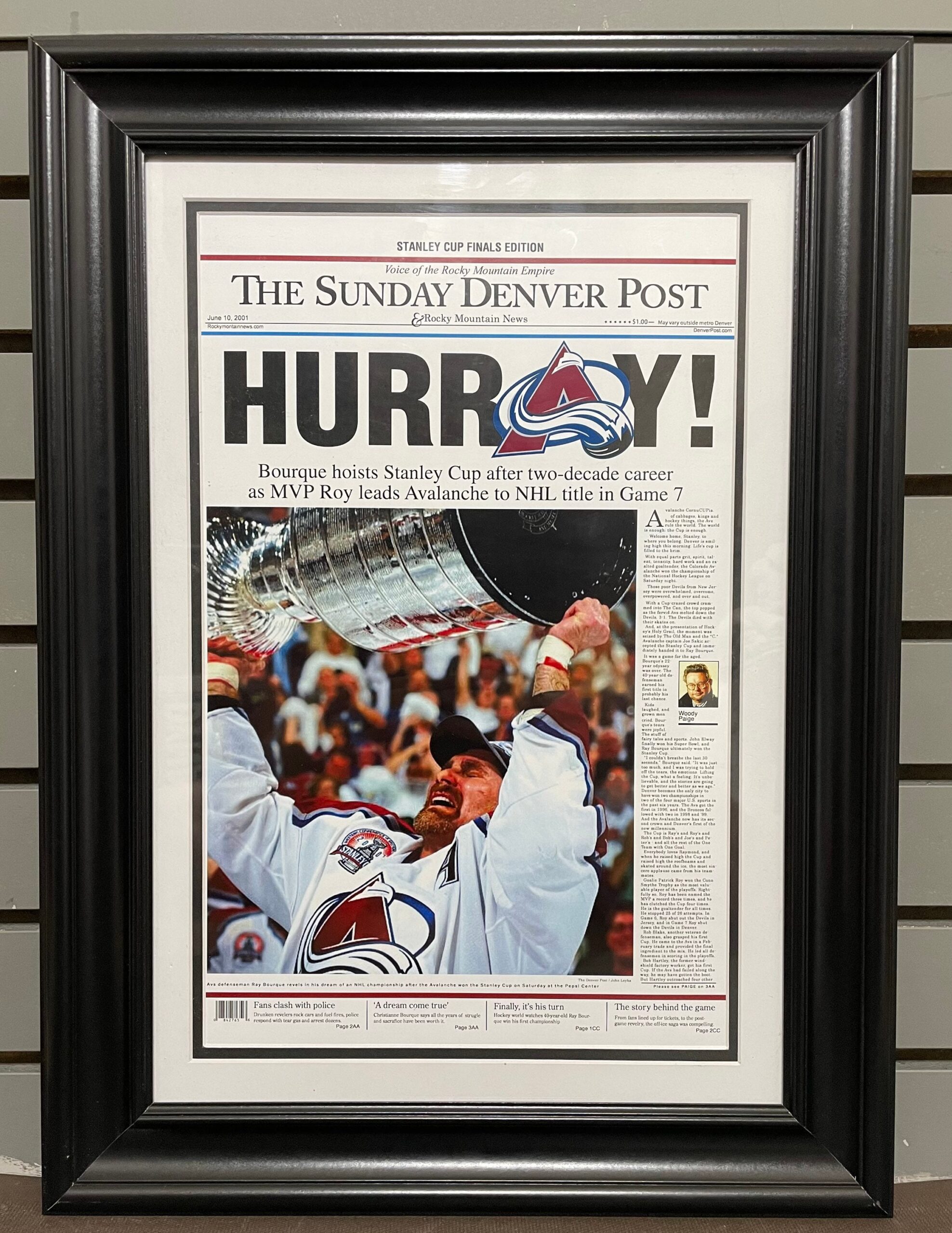 2001 Colorado Avalanche Stanley Cup Champion Poster Unframed