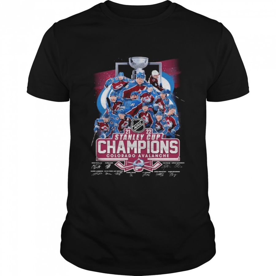 2021-2022 Stanley Cup Champions Colorado Avalanche Signatures Hockey Shirt