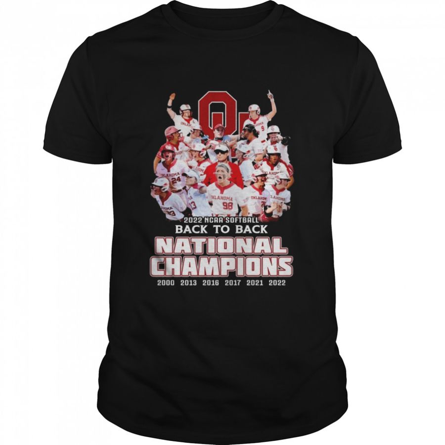 2022 NCAA Softball Back To Back National Champions Oklahoma Softball Team Shirt