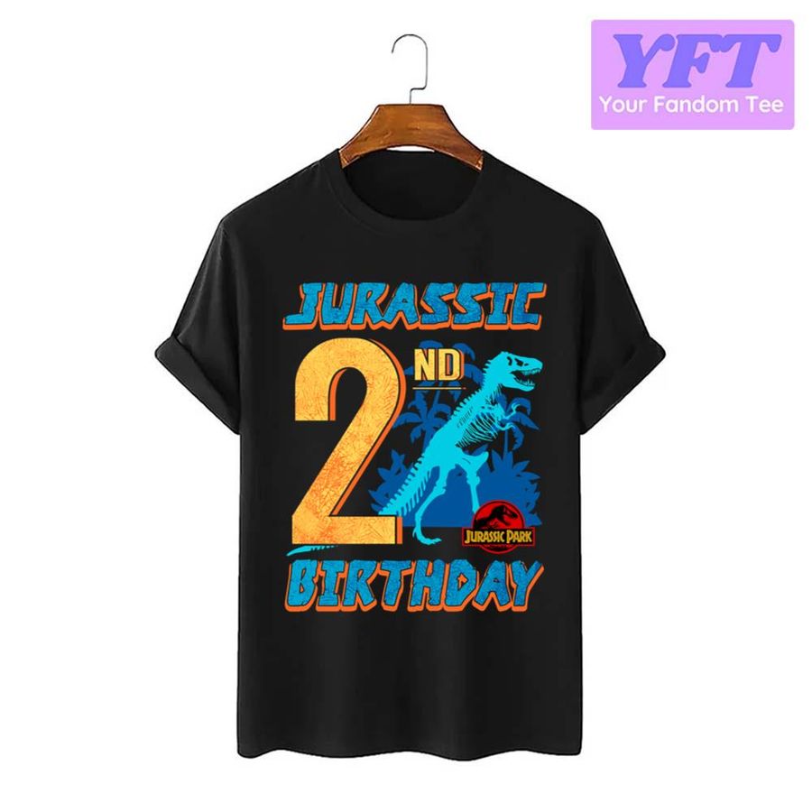 2nd Birthday Neon Stamp Logo Jurassic Park Unisex T-Shirt