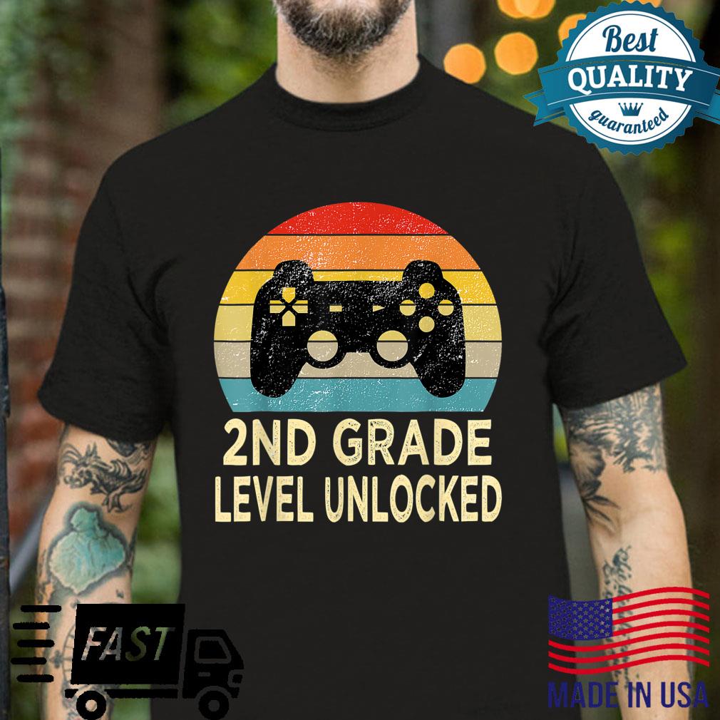 2nd Grade Level Unlocked Video Gamer Back To School Boys Shirt