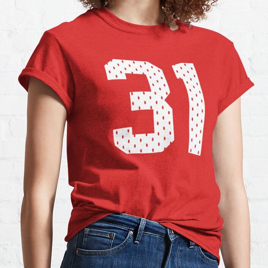 31 Thirty-One Number Sports Red Texture Jersey Thirty-One Classic T-Shirt