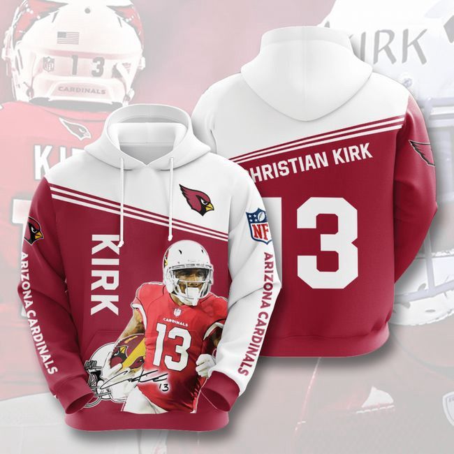 3D Cardinals Hoodie 13 Christian Kirk Hooded Pocket Pullover Sweater