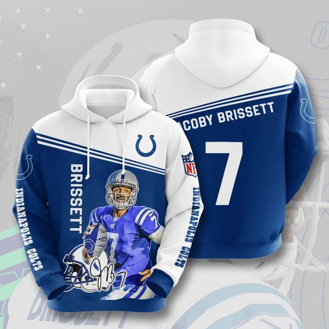 3D Colts Hoodie 7 Jacoby Brissett Hooded Pocket Pullover Sweater