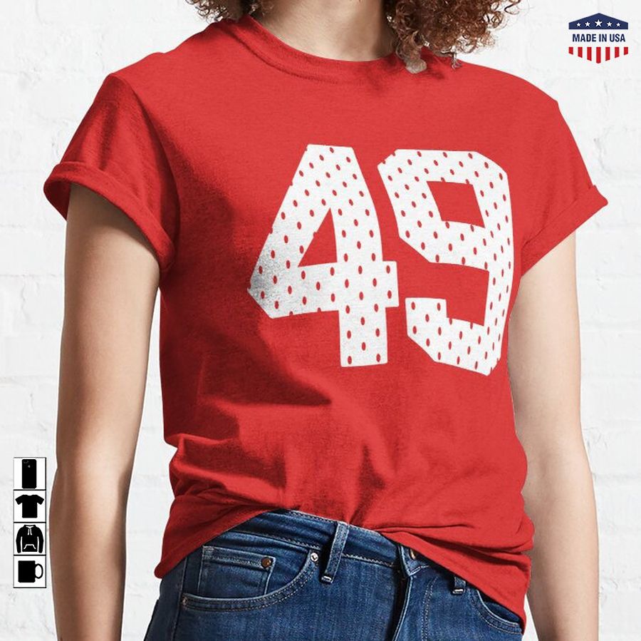 49 Fourty-Nine Number Sports Red Texture Jersey Fourty-Nine Classic T-Shirt