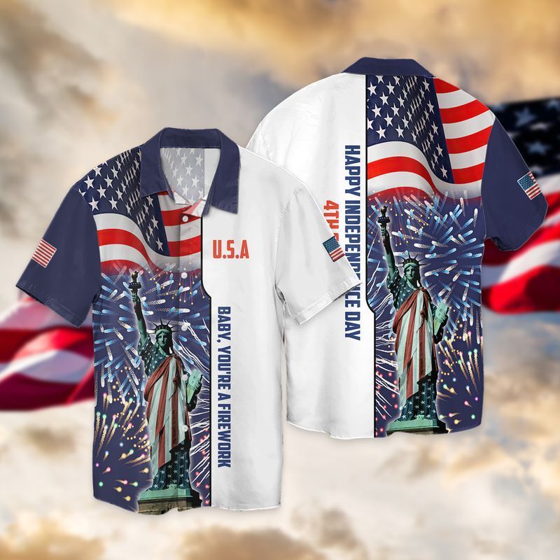 4th Of July Independence Day American Flag Statue Of Liberty Hawaiian Shirt And Shorts