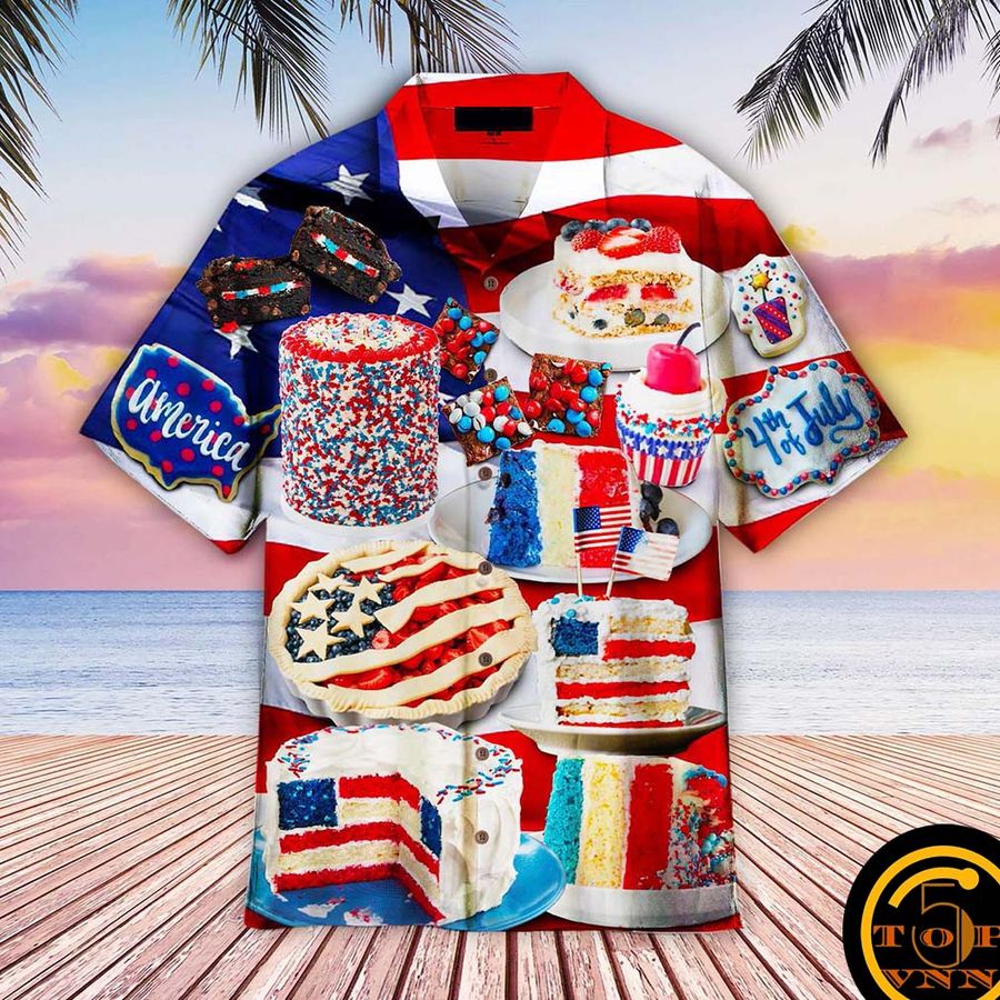 4th of July Patriotic Cake Hawaiian Shirt And Shorts