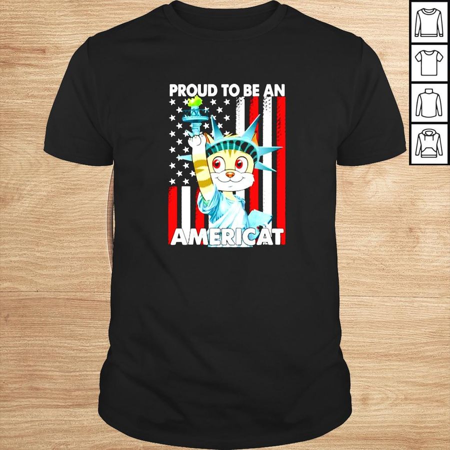 4th Of July Proud To Be An Americat US American Flag Cat shirt