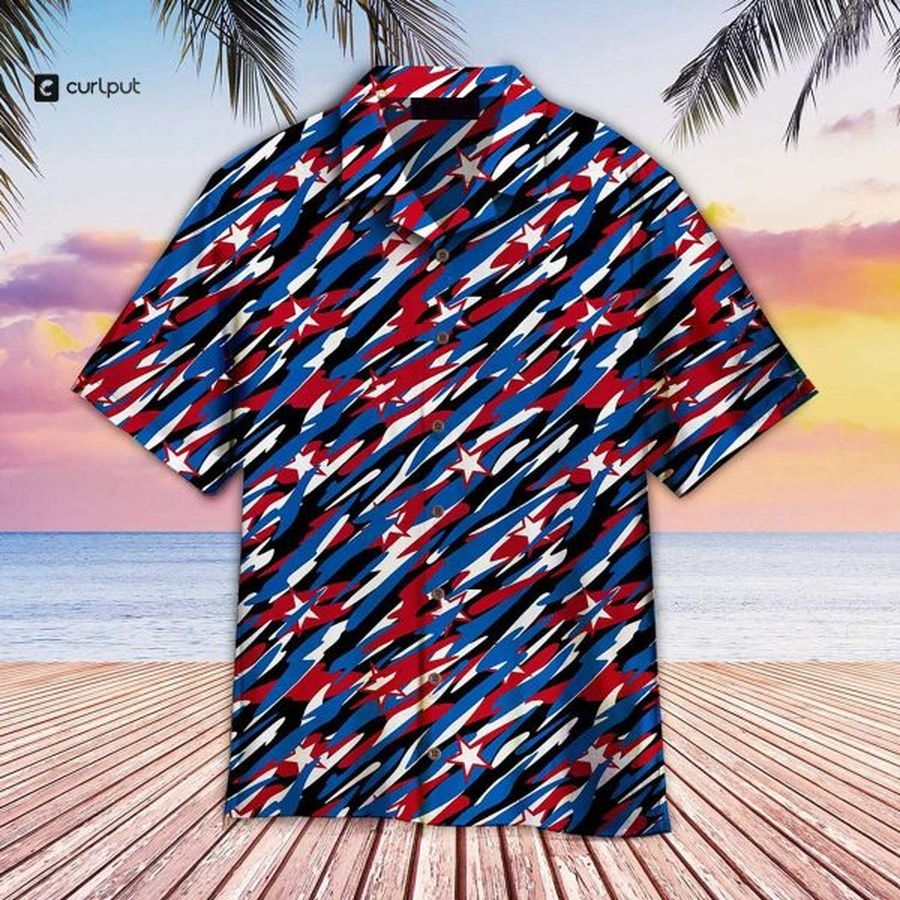 4th of July US Flag Camo Patriotism Hawaiian Shirt