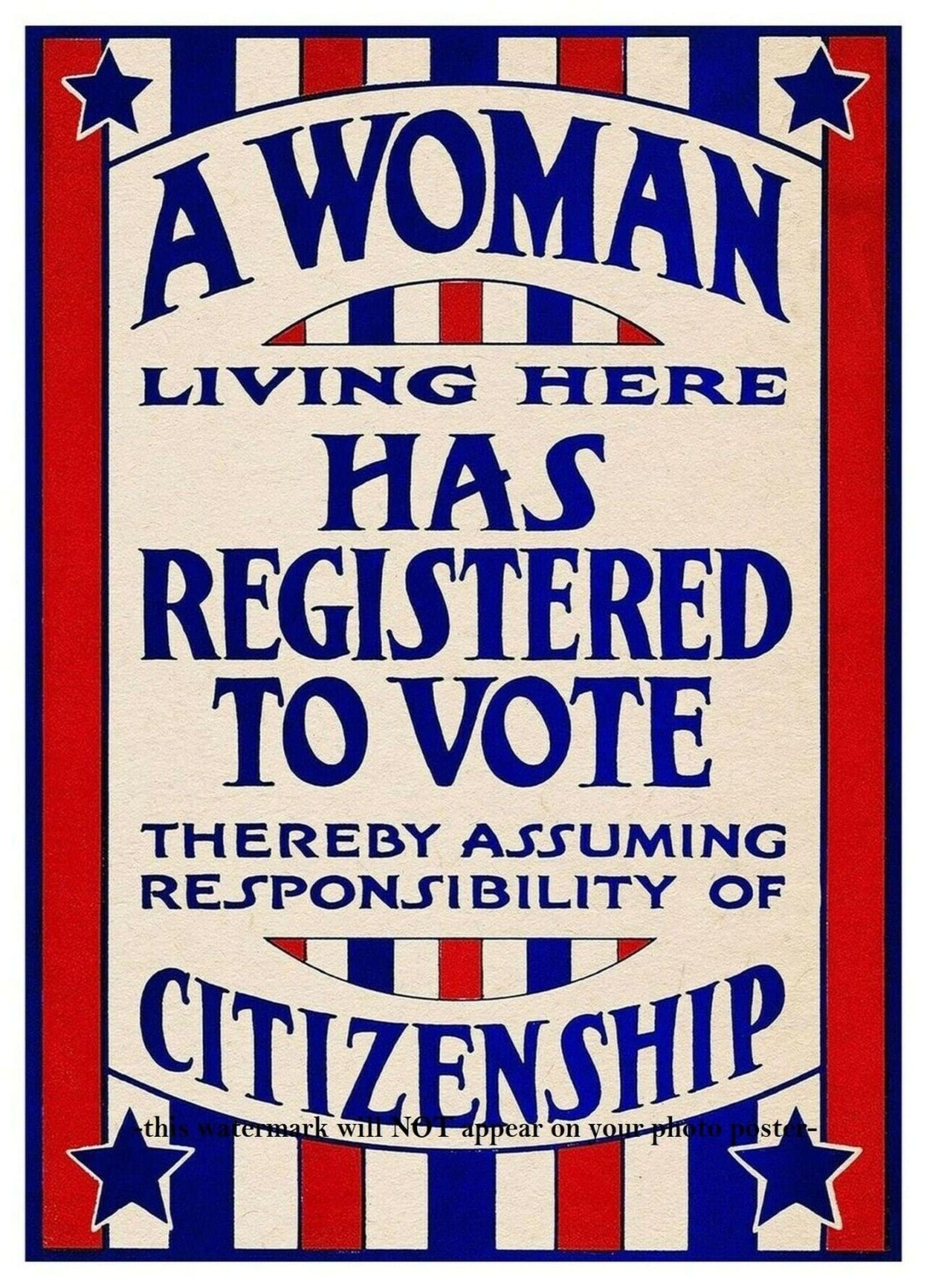 5x7 Womens Suffrage Vote Poster PHOTO Retro 1920 Woman Right to Vote Sign Pic