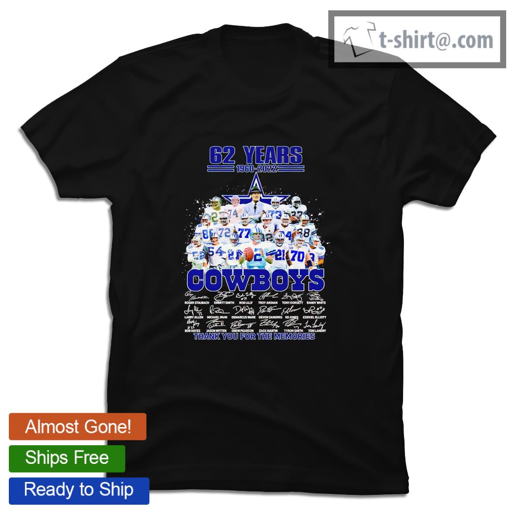 62 years 1960 2022 Dallas Cowboys signatures thank you for the memories shirt